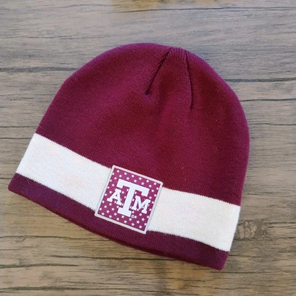 Adidas Texas A&M Aggies Beanie Hat Maroon‎ White Knit Cap One Size NWOT